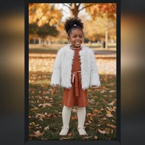 GB Girls Cream Faux Fur Coat